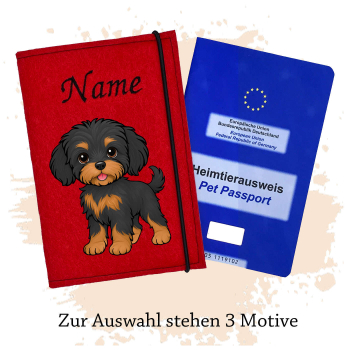 Impfpasshülle für die Hunderasse Bolonka Zwetna schwarz tan